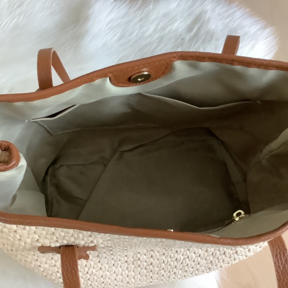 Womens leather and straw tote bag - Picture 4 of 6